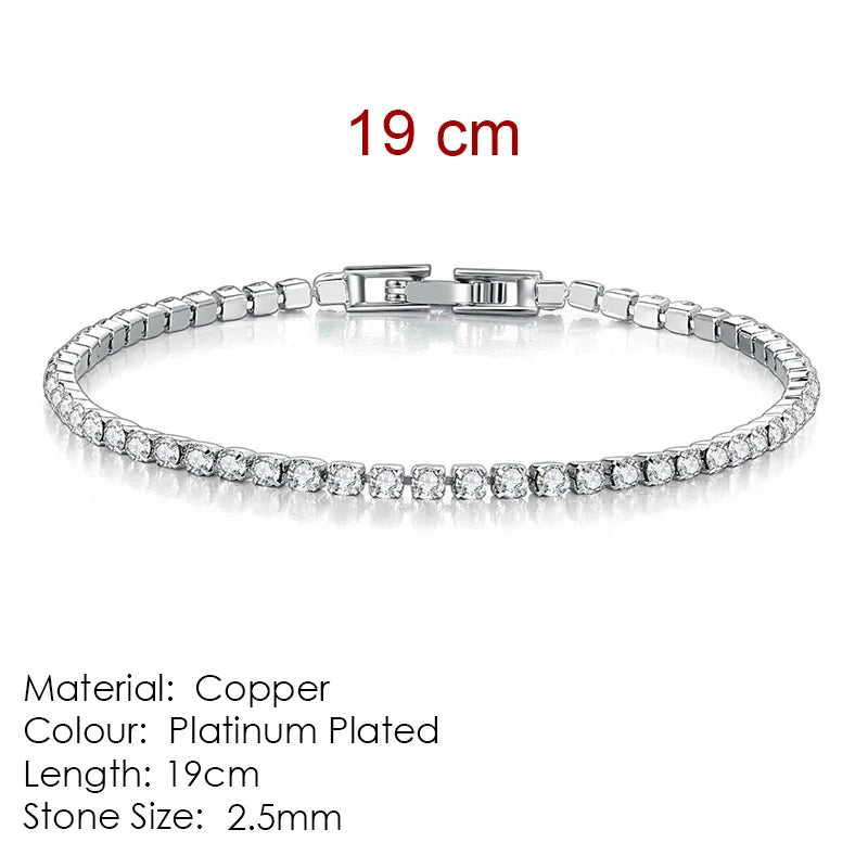 Tennis bracelet with zirconia stones, multi-colored sparkling design