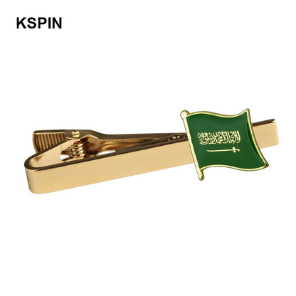 Men's national flag patterned tie bar, multiple countries