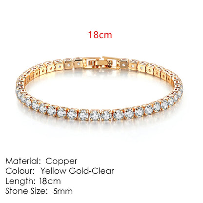 Tennis bracelet with zirconia stones, multi-colored sparkling design