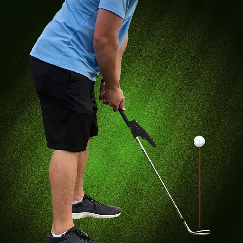 Adjustable golf putter laser aiming aid for putting line correction