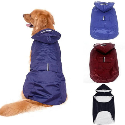 Dog raincoat, waterproof hoodie with reflective stripes, all sizes available