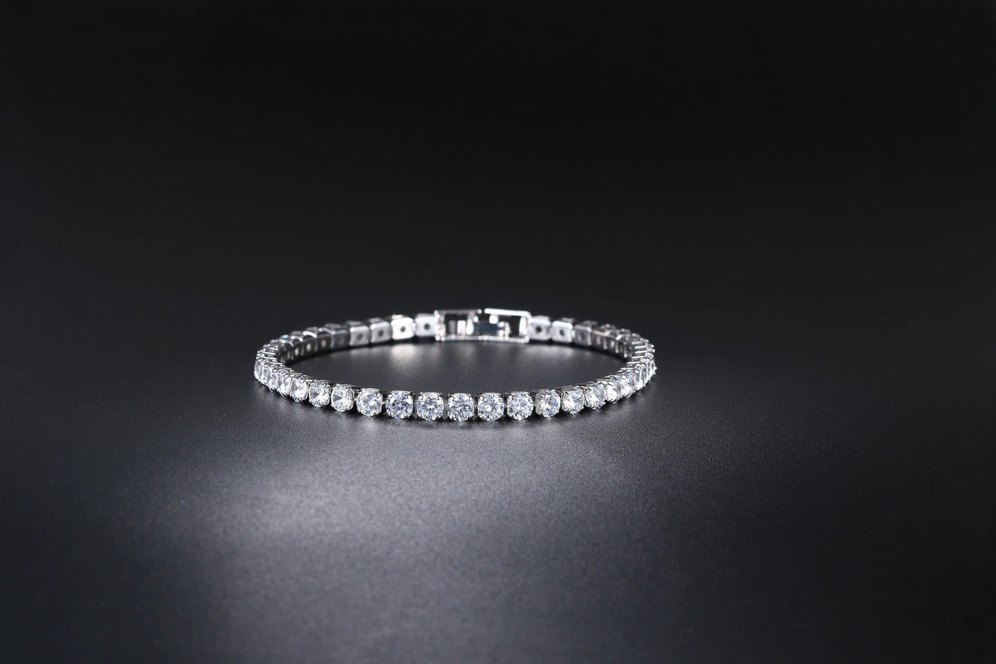 Tennis bracelet with zirconia stones, multi-colored sparkling design