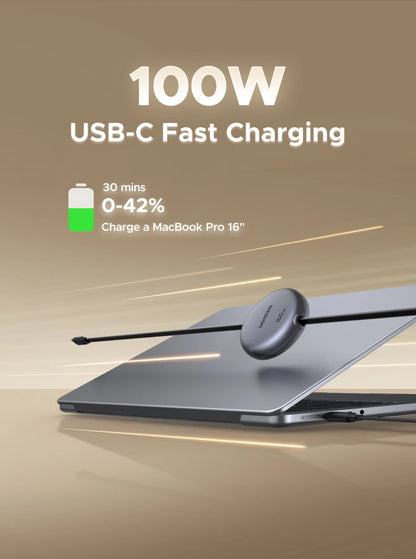 UGREEN Sisäänvedettävä USB-C Kaapeli 100W PD - MacBook, iPad, iPhone Pikalataus
