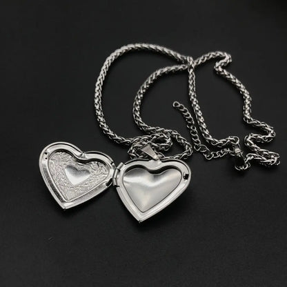 Heart locket necklace for women and men, gold or silver