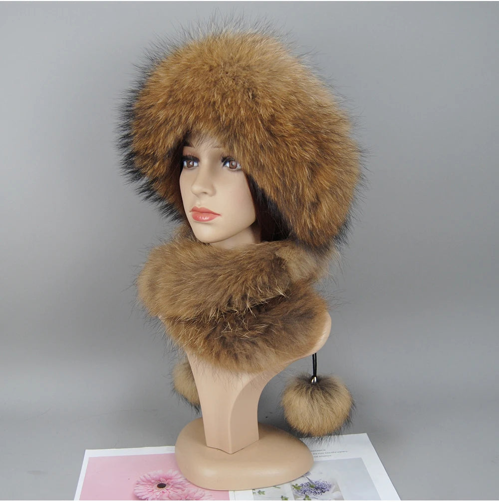 Women's genuine fox fur hat, different shades