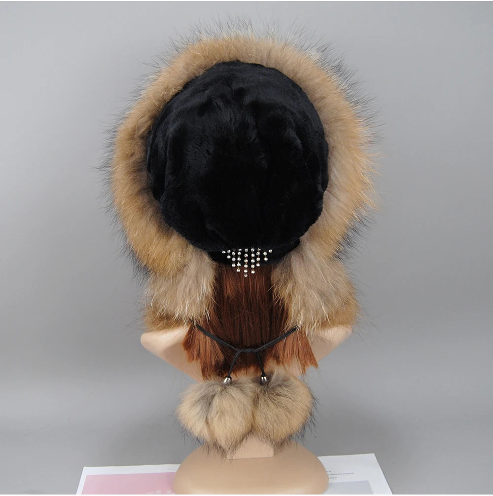 Women's genuine fox fur hat, different shades