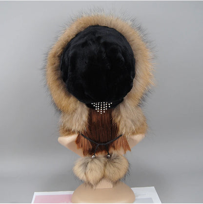 Women's genuine fox fur hat, different shades