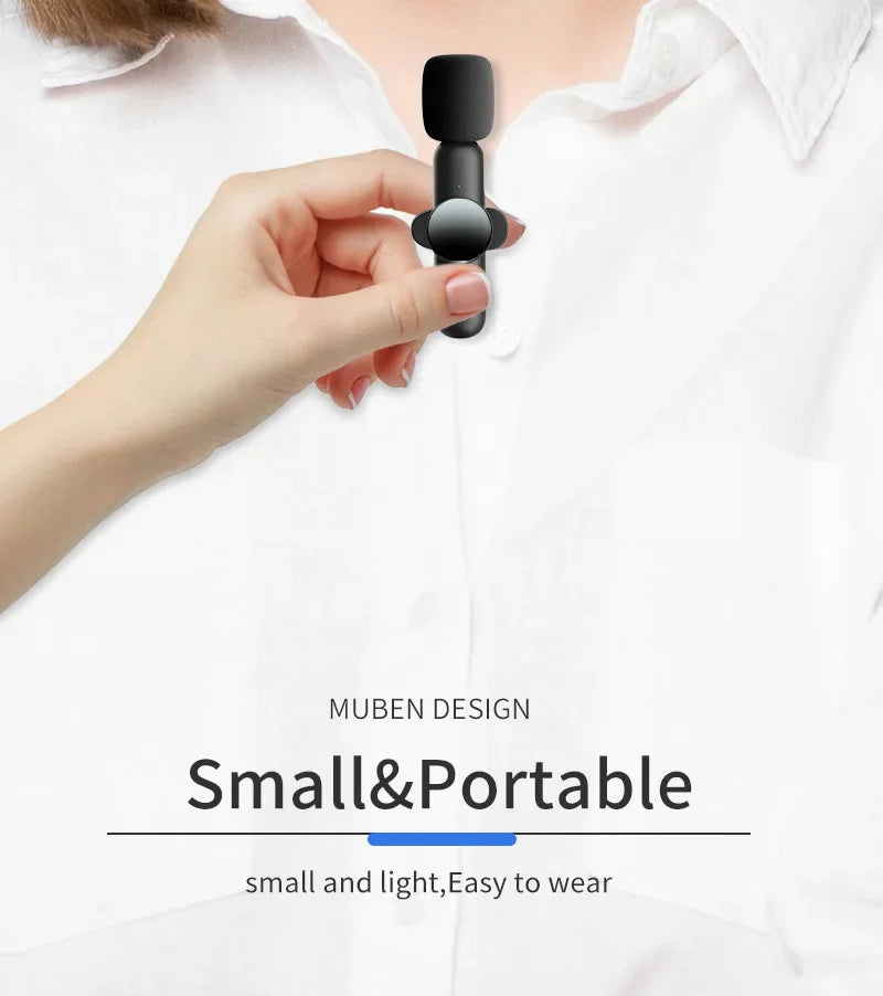 Langaton Lavalier-mikrofoni - Mini Älykäs Kohinanvaimennus iPhone & Android