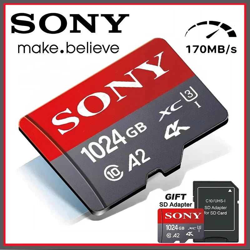 Sony Micro SD-muistikortti 64GB-1TB – Class 10 TF-kortti Puhelimeen, Kameraan ja Droneen