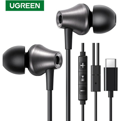 UGREEN USB-C Headphones with Microphone - HiFi Stereo In-Ear Headphones with 3.5mm Jack