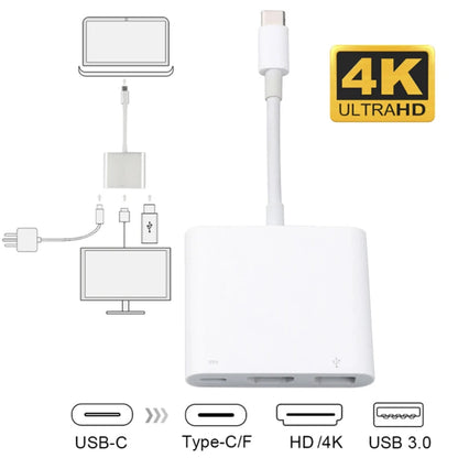USB-C Hub HDMI 4K Adapteri - 3-in-1 Type-C Muunnin MacBook & Laptop