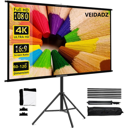 VEIDADZ Projector screen with stand 60-120 inches 16:9 aspect ratio
