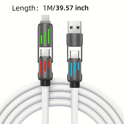 4-in-1 Fast Charging Cable, Silicone Coated