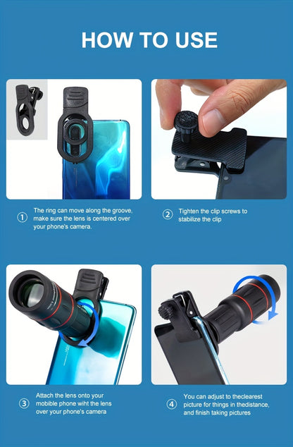 Portable 18x25 telephoto lens for phone, powerful zoom