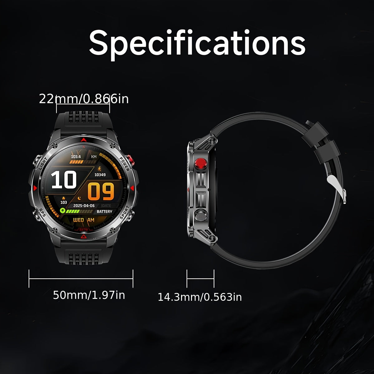 COIUSOR GPS smartwatch with 1.46" AMOLED HD display, LED flashlight