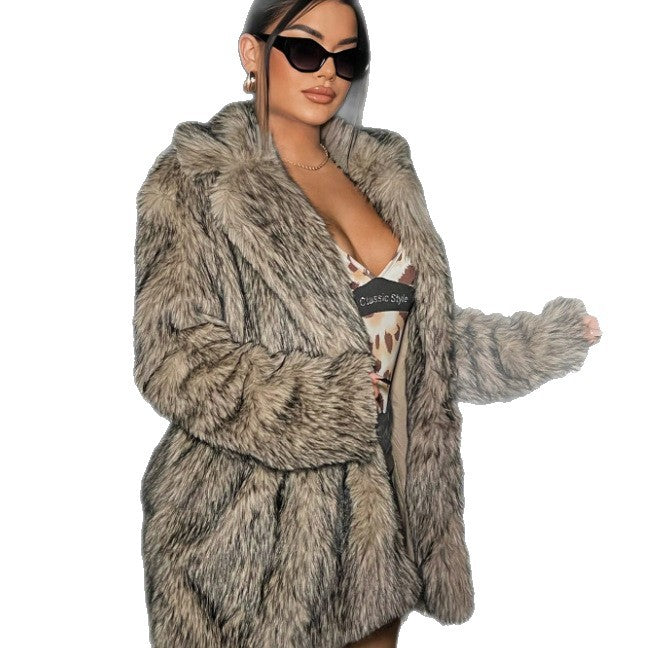 Women's casual fur coat, warm and stylish