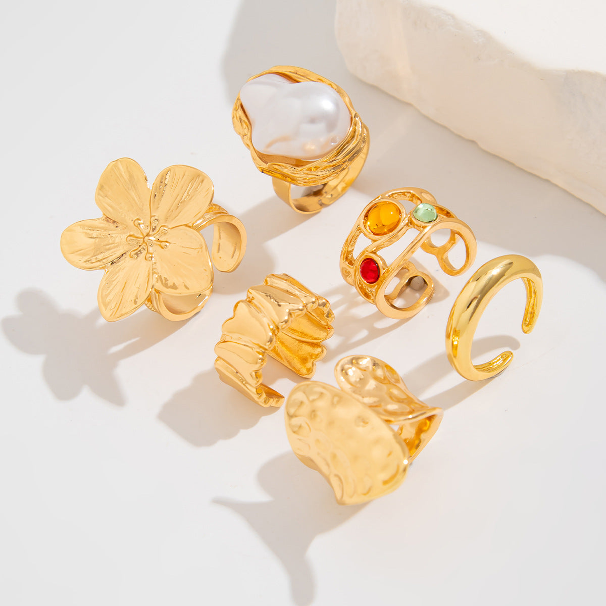 French-style Baroque pearl ring, full package