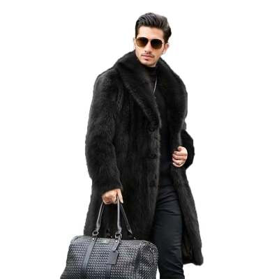 Men's long Mink fur coat, premium business-casual style