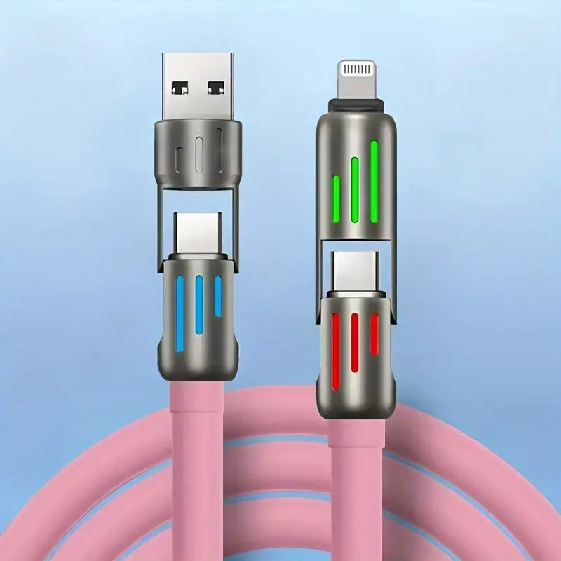 Hihowin 4-in-1 charging cable, 100W fast charging, stylish breathing light