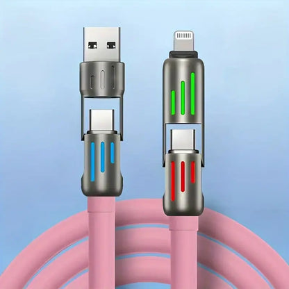 Hihowin 4-in-1 charging cable, 100W fast charging, stylish breathing light