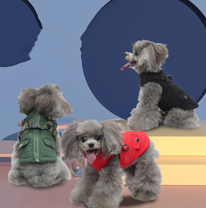 Dog winter coat with zipper, warm cotton coat for small and medium dogs
