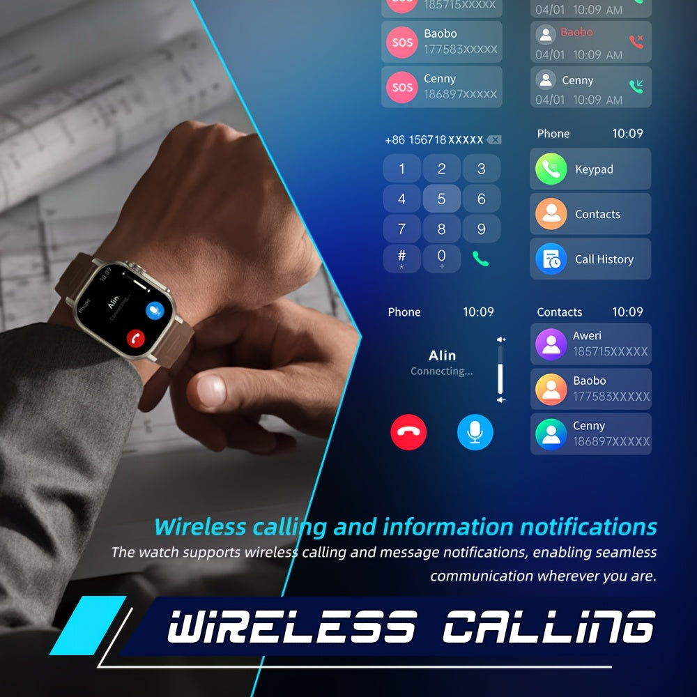 GPS smartwatch with 2.01" extra large display, for outdoor activities, LED flashlight