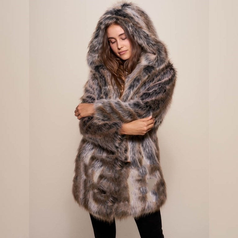 Women's winter fur coat, premium faux fur