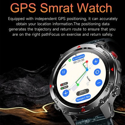 COIUSOR GPS smartwatch with 1.46" AMOLED HD display, LED flashlight