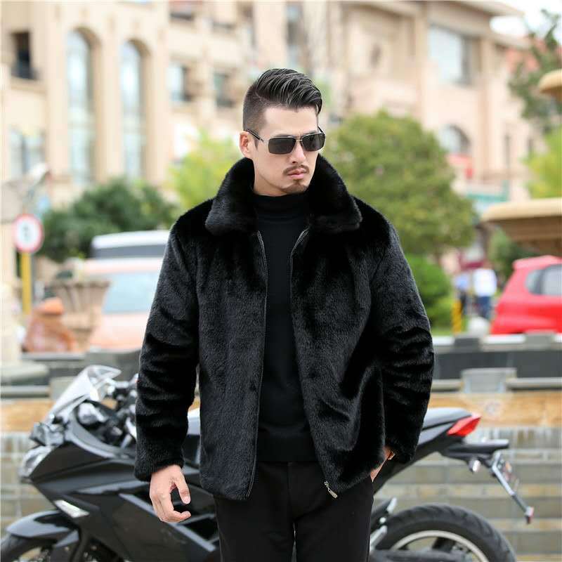 Men's warm fur coat, premium casual style