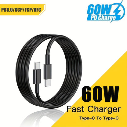 Fast charging cable 60W 3A 100cm, USB-Type-C