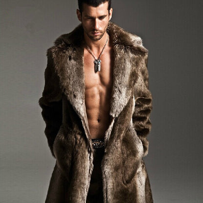Men's premium fur coat, elegant with a suit collar
