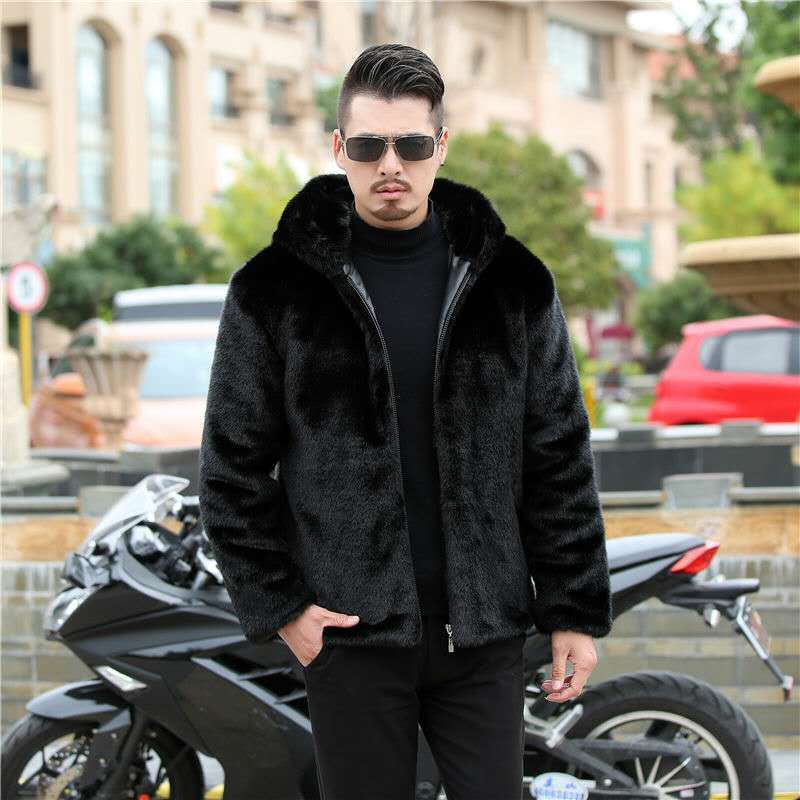 Men's warm fur coat, premium casual style