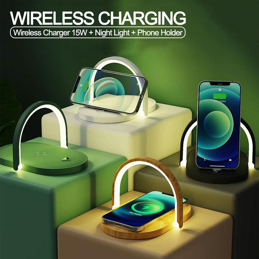 3-in-1 Wireless Charging Stand, with LED Night Light, 15W Fast Charging