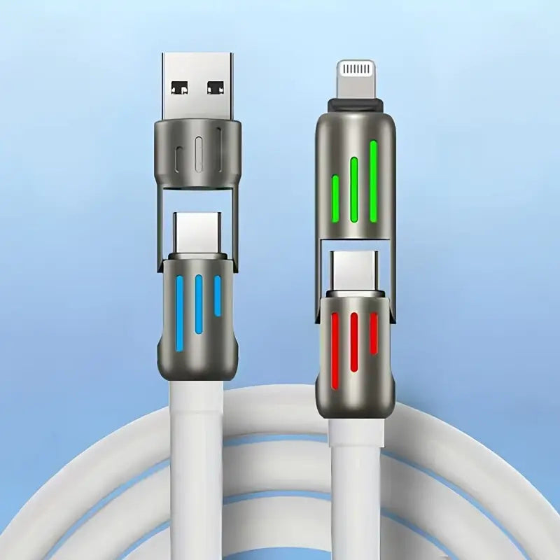 Hihowin 4-in-1 charging cable, 100W fast charging, stylish breathing light