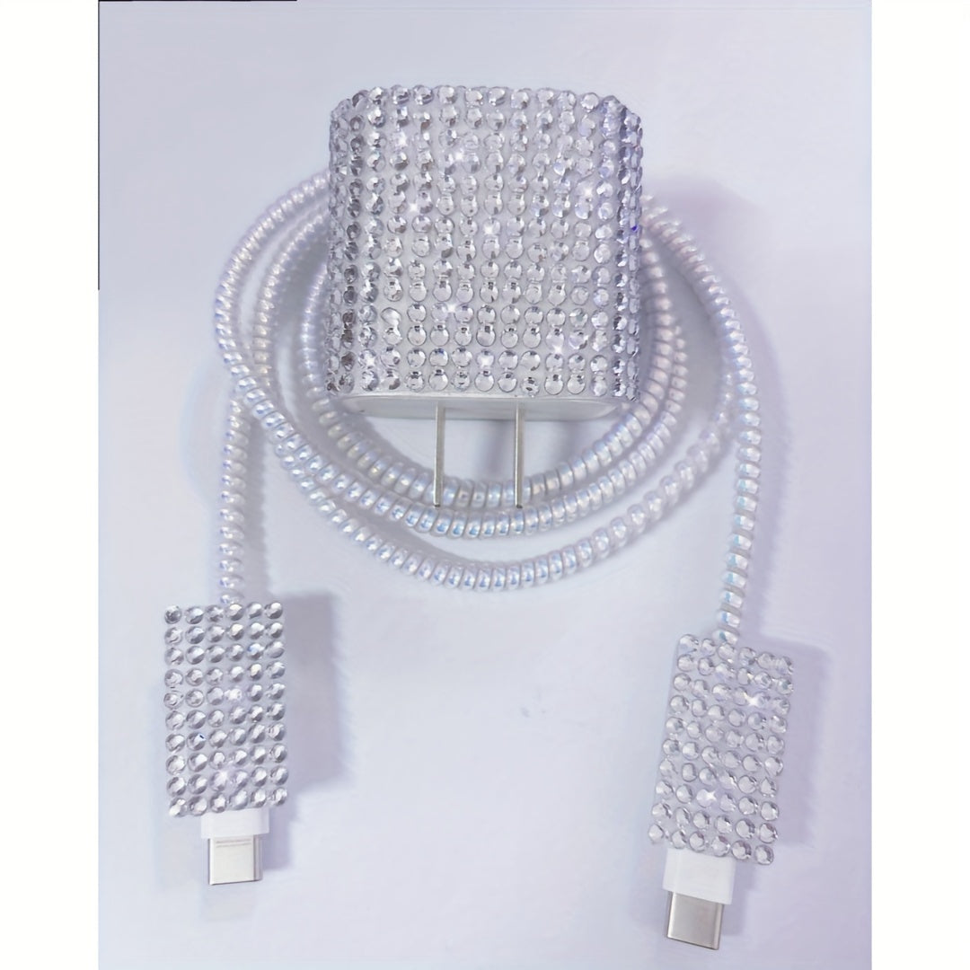 Stylish cable protection set with diamond decoration