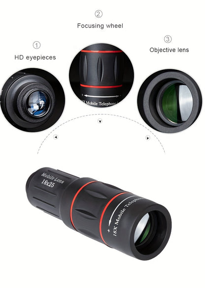 Portable 18x25 telephoto lens for phone, powerful zoom
