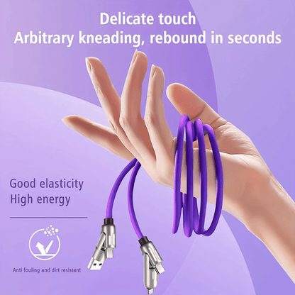 4-in-1 Fast Charging Cable, Silicone Coated