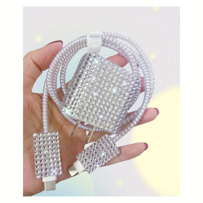 Stylish cable protection set with diamond decoration
