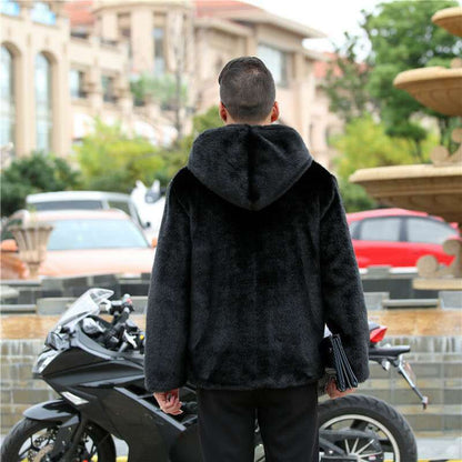Men's warm fur coat, premium casual style