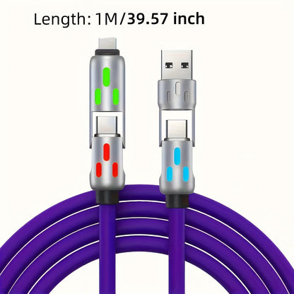 4-in-1 Fast Charging Cable, Silicone Coated