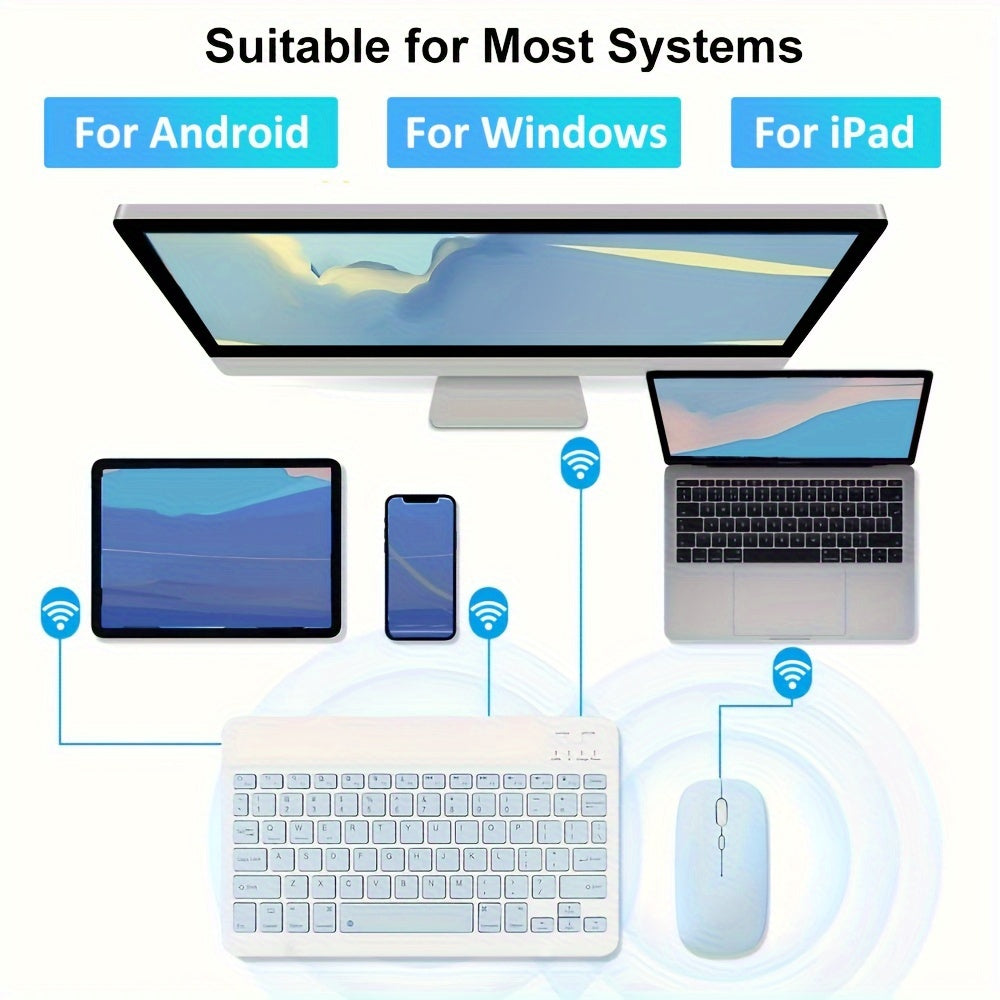Wireless keyboard and mouse set for tablets, rechargeable