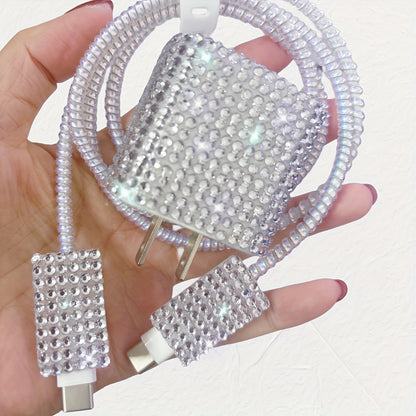 Stylish cable protection set with diamond decoration
