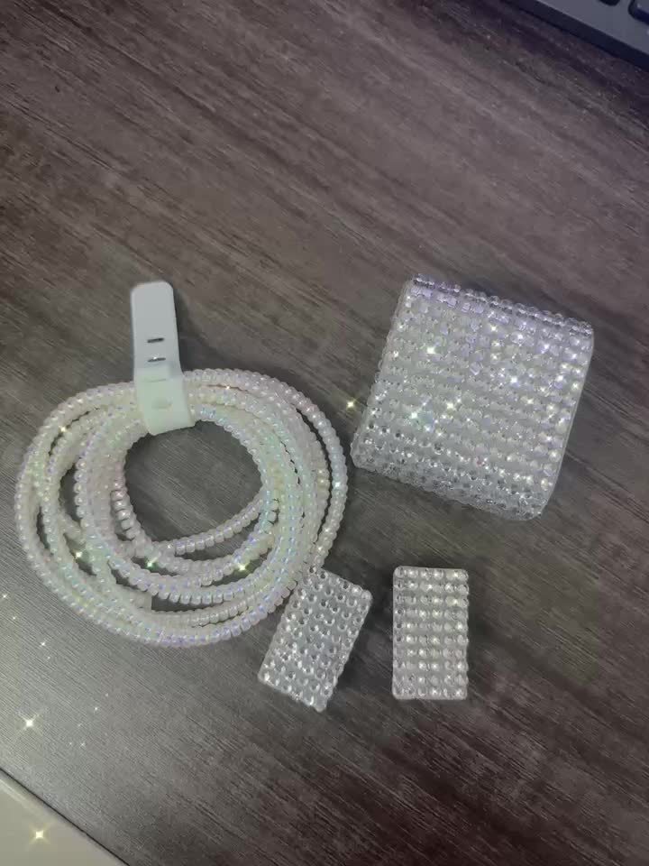 Stylish cable protection set with diamond decoration