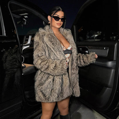 Women's casual fur coat, warm and stylish