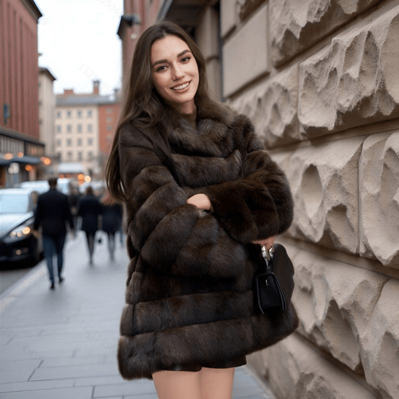 Women's Casual Fur Coat, Warm and Loose